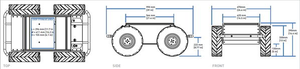 Programmable Husky A200 UGV Mobile base dimensions