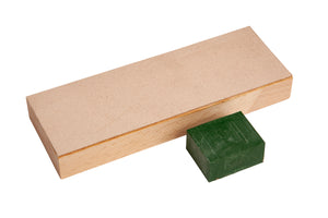 Premium Leather Strop Block for Honing Carving Tools and Knives | 8 x 3 Inches, Green Polishing Compound Included